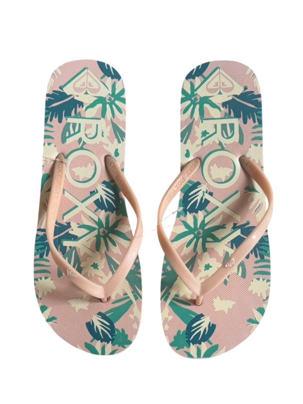 Roxy Melon III Pink Tropical Palm Flip Flops Size 9 - Picture 3 of 5